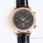 SJ Factory V3 Patek Philippe Celestial Moon Age 9015 Super Clone Watches Rose Gold with Baguettes